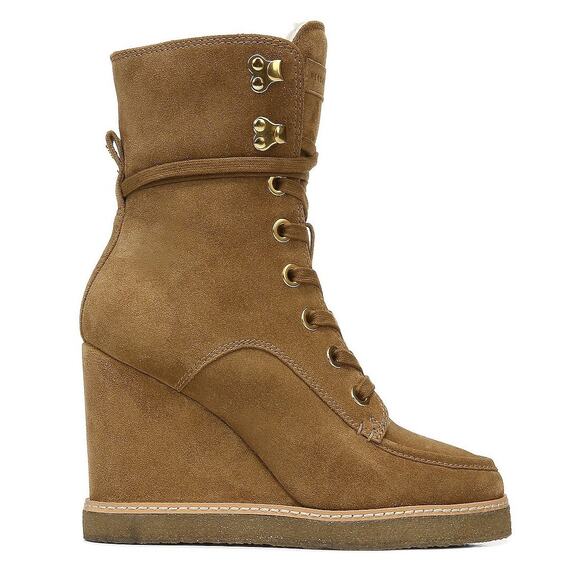 Veronica Beard Ananya Wedge Bootie Water Repellent Suede Hazelwood 9.5 - Picture 2 of 11